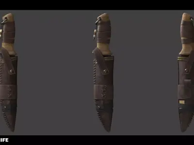Hunting knife 3d model 4k game ready Low-poly 3D model