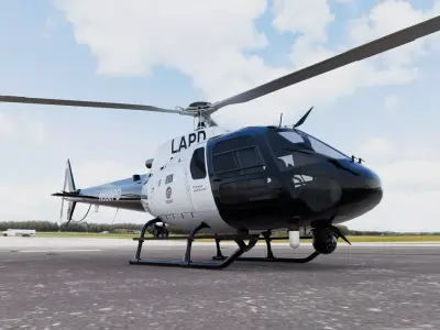 Helicopter Police LAPD Eurocopter AS350 Ecureuil II 3D model