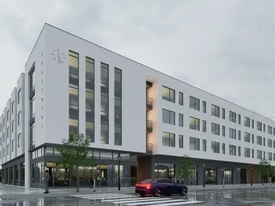 Apartment building realistic Low-poly 3D model