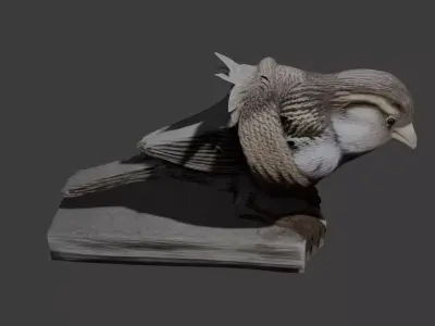 Bound Winged Sparrow  Symbolic 3D Model  Low-poly 3D model