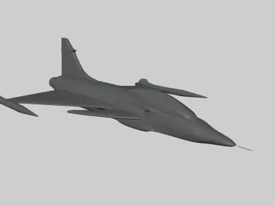 Jas 39 Low-poly rigged and pilot Low-poly 3D model