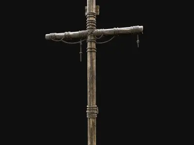 WOODEN CROSS BIBLICAL JESUS CHRIST GOD SYMBOL TORMENT DEVICE Low-poly 3D model