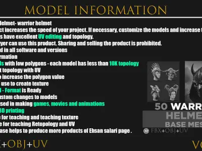 50 Models Of Warrior Helmet-Helmet Military -Army-Weapons-Vol 01 Low-poly 3D model