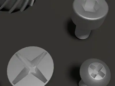 Bolts and nuts kit with worm 3D model