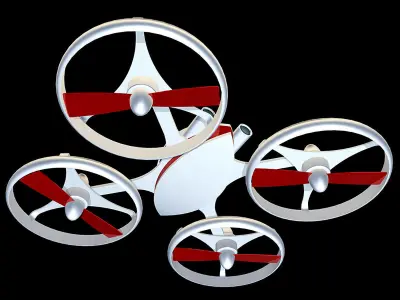 Quadrocopter silver and drone 3D model