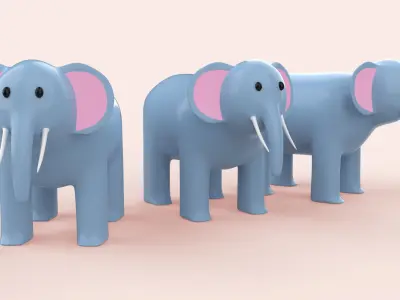 Cartoon Elephant Animal Style Cute Low-poly 3D model