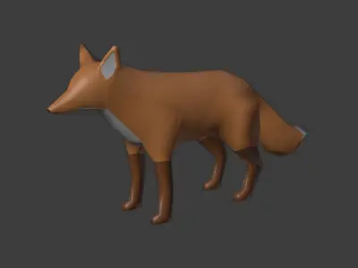 Low poly red fox Low-poly 3D model