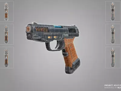 low poly sci-fi gun Low-poly 3D model purchase