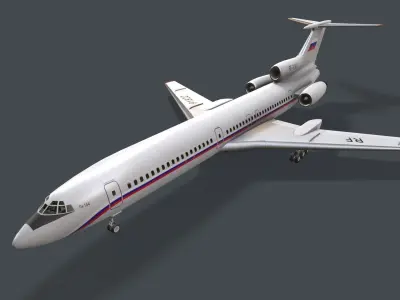 Tupolev Tu-154 Russia Animated Low-poly 3D model