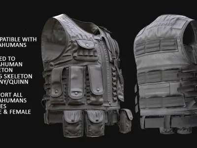 Military Vest 11 - All MH Bodies - UE5 Skeletons - Rigged Low-poly 3D model