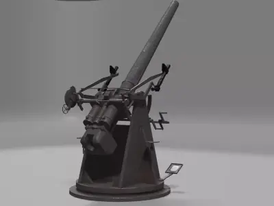  QF 3 naval 3 inch gun low poly Low-poly 3D model