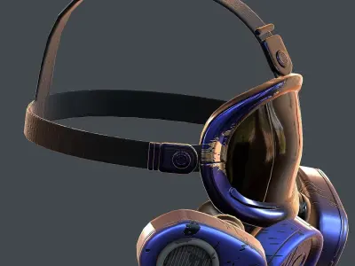 Gas mask helmet 3d model scifi Low-poly Low-poly 3D model