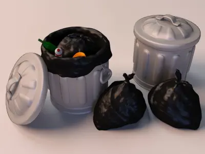 Cartoon Trash Can 3D model purchase