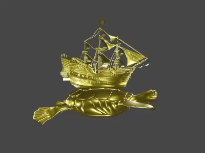 dream logos ship with turtle Low-poly 3D model