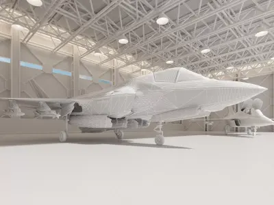 Military Aircraft Hangar Low-poly 3D model