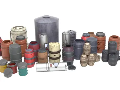 Barrels and containers 1-12 scale Blackseries  3D Model Pack