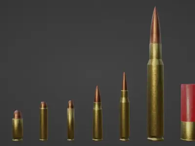 Eight Bullets Low-poly 3D model