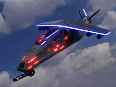 Aircraft Commercial Spaceship Game ready 3D model