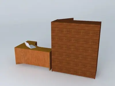 furniture wooden desk and cabinet Free 3D model