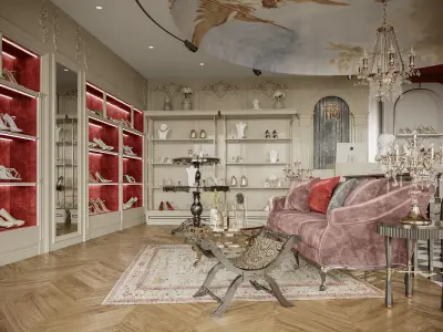 luxury Shoe store interior 3D model