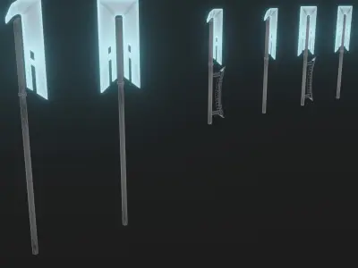 Sci-fi spears and swords collection pack Low-poly 3D model