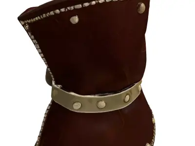 Cracked Leather Gauntlet Brass Rivets 3D model