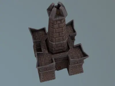 Castle tower Low-poly 3D model