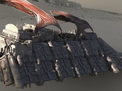 Hutt Desert Sail Barge carrier 3 models 3D model