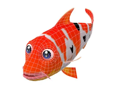 Koi fish animated Low-poly 3D model