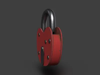 Padlock Mid Poly with Loop Rivets Keyhole and Cap 3D model