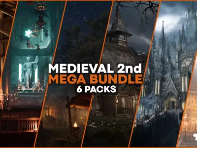 Medieval Second Megabundle 6 Environments Low-poly 3D model