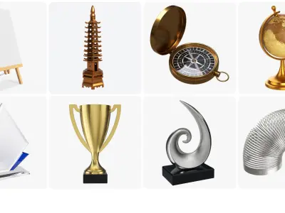 Office interior decorations 3D model