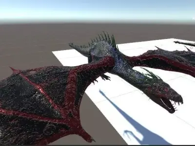 Dragon 3D model PBR flying in grass Low-poly 3D model