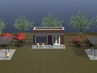 Outdoor cafe 25T05 3D model