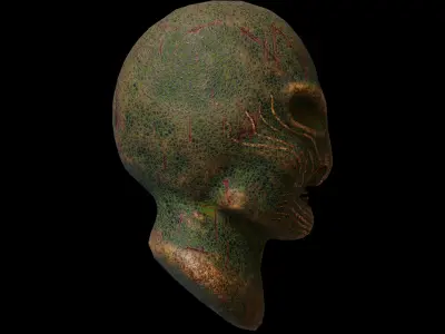 Alien creature bust Low-poly 3D model Free low-poly 3D model