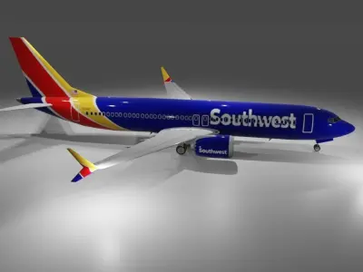 Southwest Airlines Boeing 737 max 8 3D model Low-poly 3D model