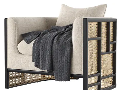 Upholstered Grid Back Chair Free 3D model