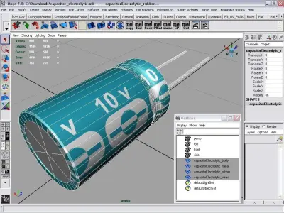 electrolytic capacitor Low-poly 3D model