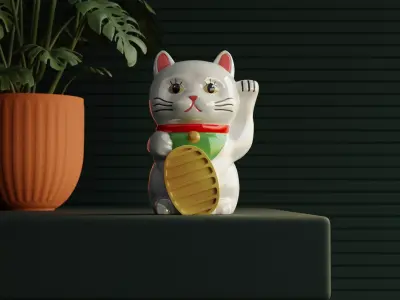 Lucky Cat Low-poly 3D model Low-poly 3D model