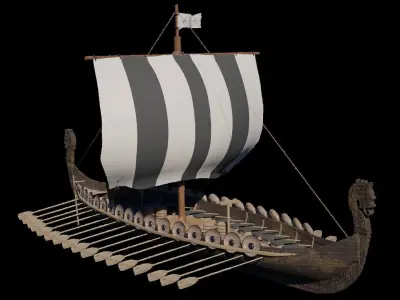Viking Ship Drakkar Low-poly 3D model
