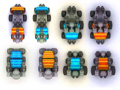 Future combat vehicle collection Low-poly 3D model