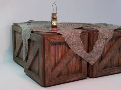 Wooden Box Low-poly 3D model 13