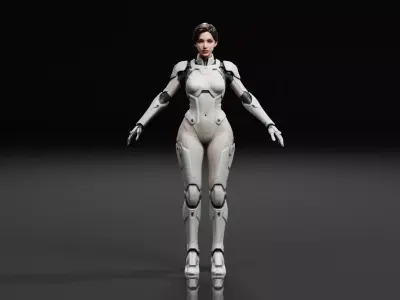Sci Fi Female Cyborg Character RIGGED Low-poly 3D model