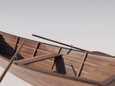 Wooden row boat 3D model