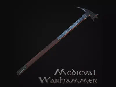 Medieval Warhammer Low-poly 3D model