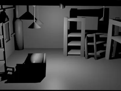 Adventurer office with rigged adventurer Low-poly 3D model