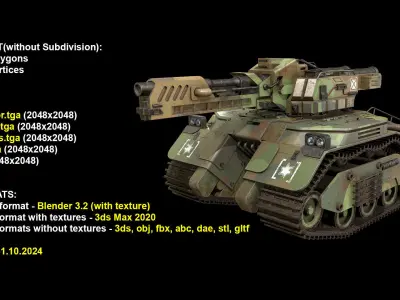 Tank Concept -3-Green-Camouflage Low-poly 3D model