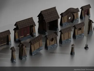 JA Kit 01 Outer Enclosure Wall B Low-poly 3D model