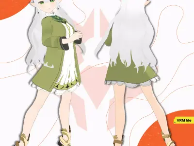 VRM ELF CUTE SMALL FORMAL WEAR ELEGANT DRESS FANTASY SCIFI 3D model