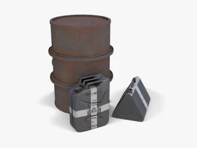 WW2 Water Storage Assets 02 Low-poly 3D model